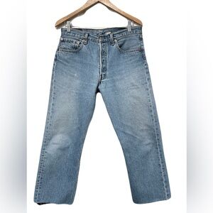 Vintage Levi's 501  Blue Straight Jeans 32 cropped